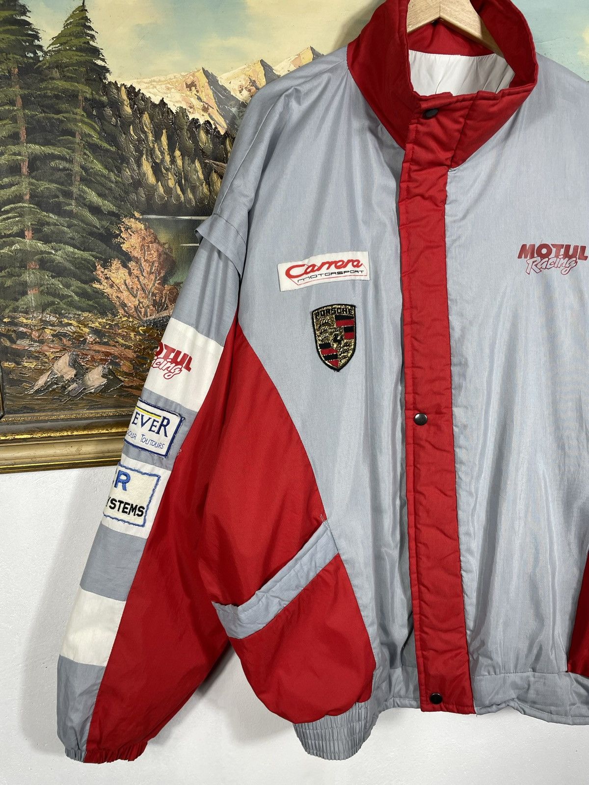Porsche Design × Vintage Porsche Carrera Vintage Y2k Bomber Jacket Motor NascarRacing Size US XL / EU 56 / 4 - 5 Thumbnail