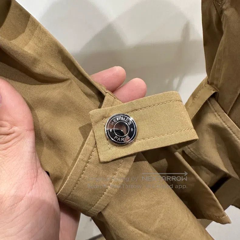 Hermes Hermes Khaki tie-waist long-sleeved shirt Size XXS / US 00 / IT 34 - 6 Thumbnail
