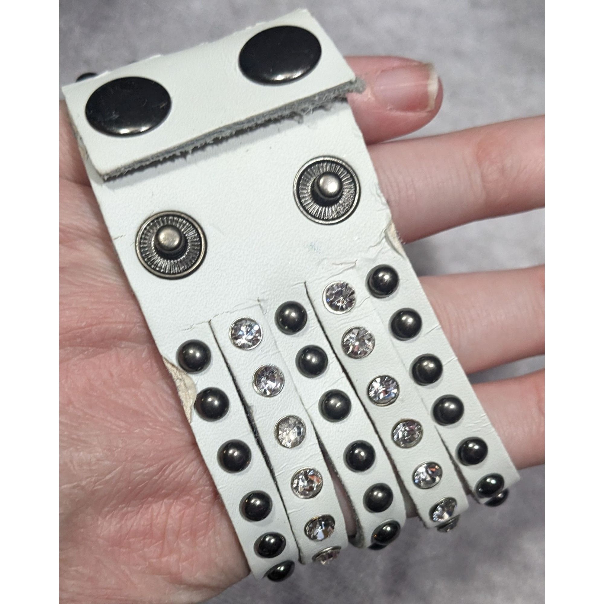 Other Alternative Glam Multilayer White Faux Leather Metal Rhinest Size ONE SIZE - 12 Thumbnail
