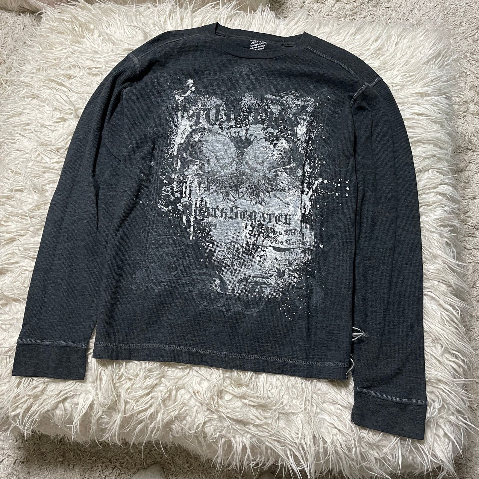 Y2K Affliction Style Graphic Thermal Longsleeve Shirt