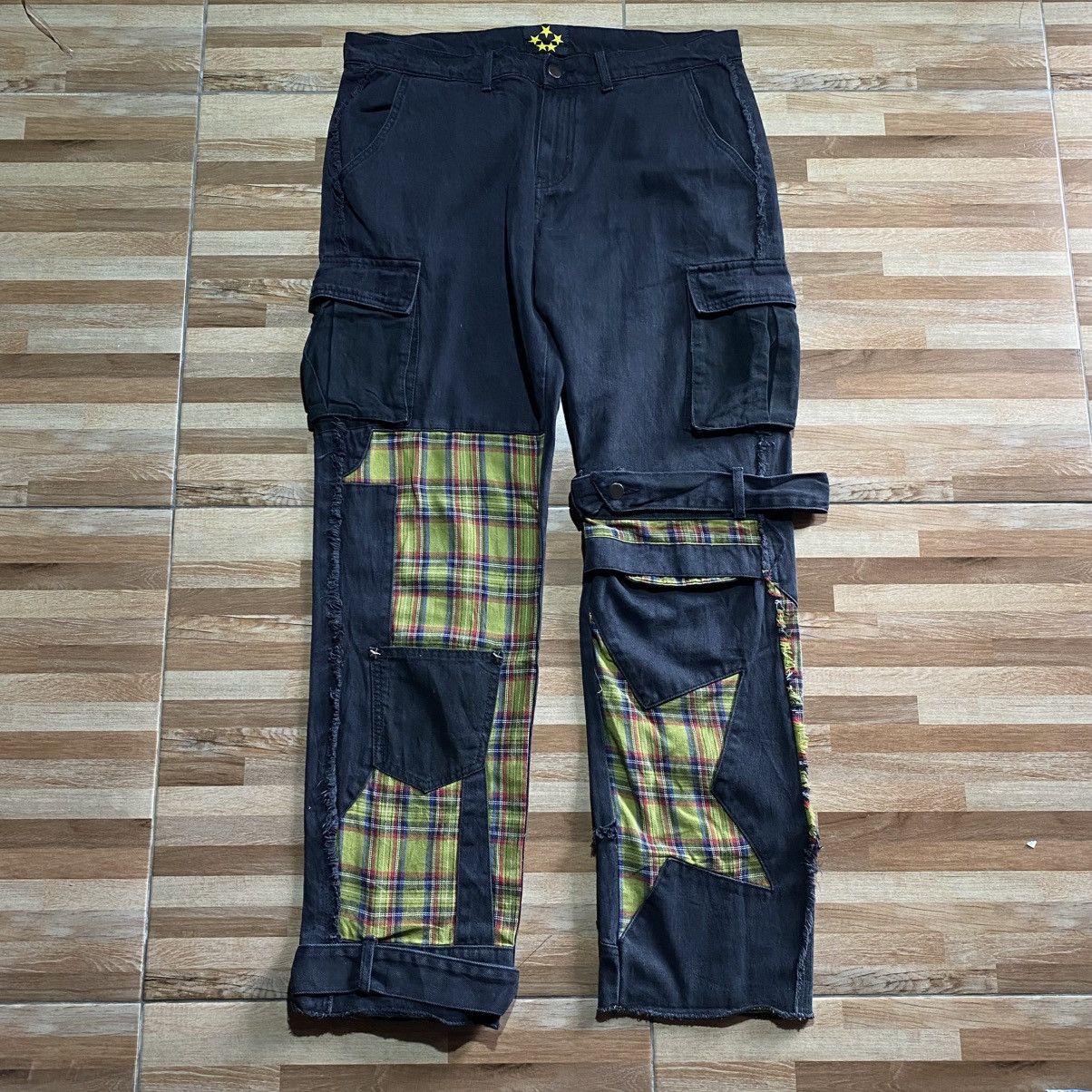 If Six Was Nine Maison Emerald Loose Washead Stitching Denim Pants Size US 36 / EU 52 - 1 Thumbnail