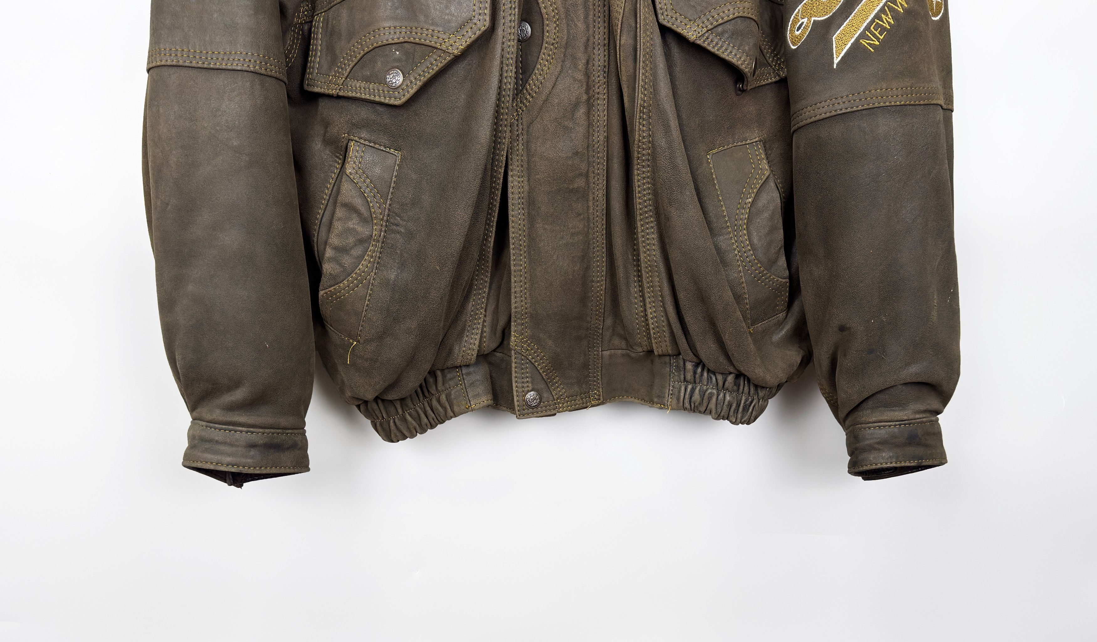 Diesel Vintage Diesel Brown Embroidered Logo Leather Jacket Size US XXL / EU 58 / 5 - 11 Thumbnail