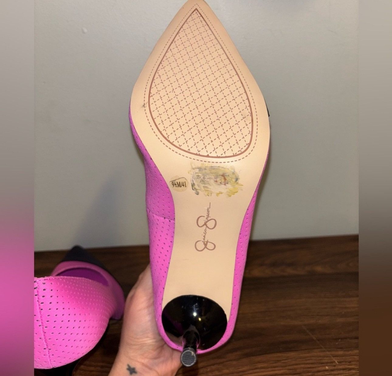Jessica Simpson Pink and Black Heels Size US 9.5 / IT 39.5 - 5 Thumbnail