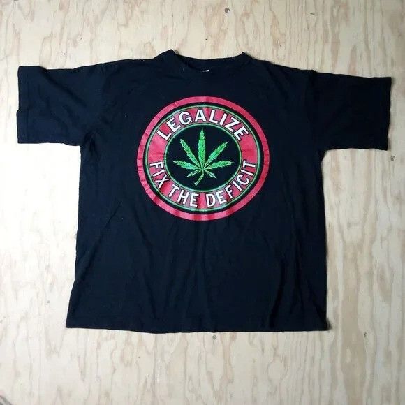 Vintage Vintage Legalize Cannabis Weed Fix The Deficit T-Shirt Size XL / US 12-14 / IT 48-50 - 2 Thumbnail