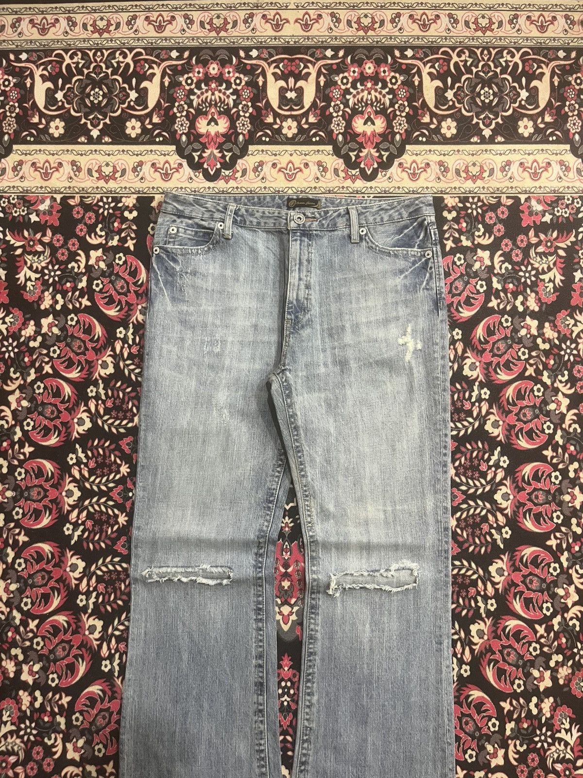 Japanese Brand Vintage Japanese Brand Oririn Blue Washed Ripped Flare Jeans Size US 34 / EU 50 - 3 Thumbnail