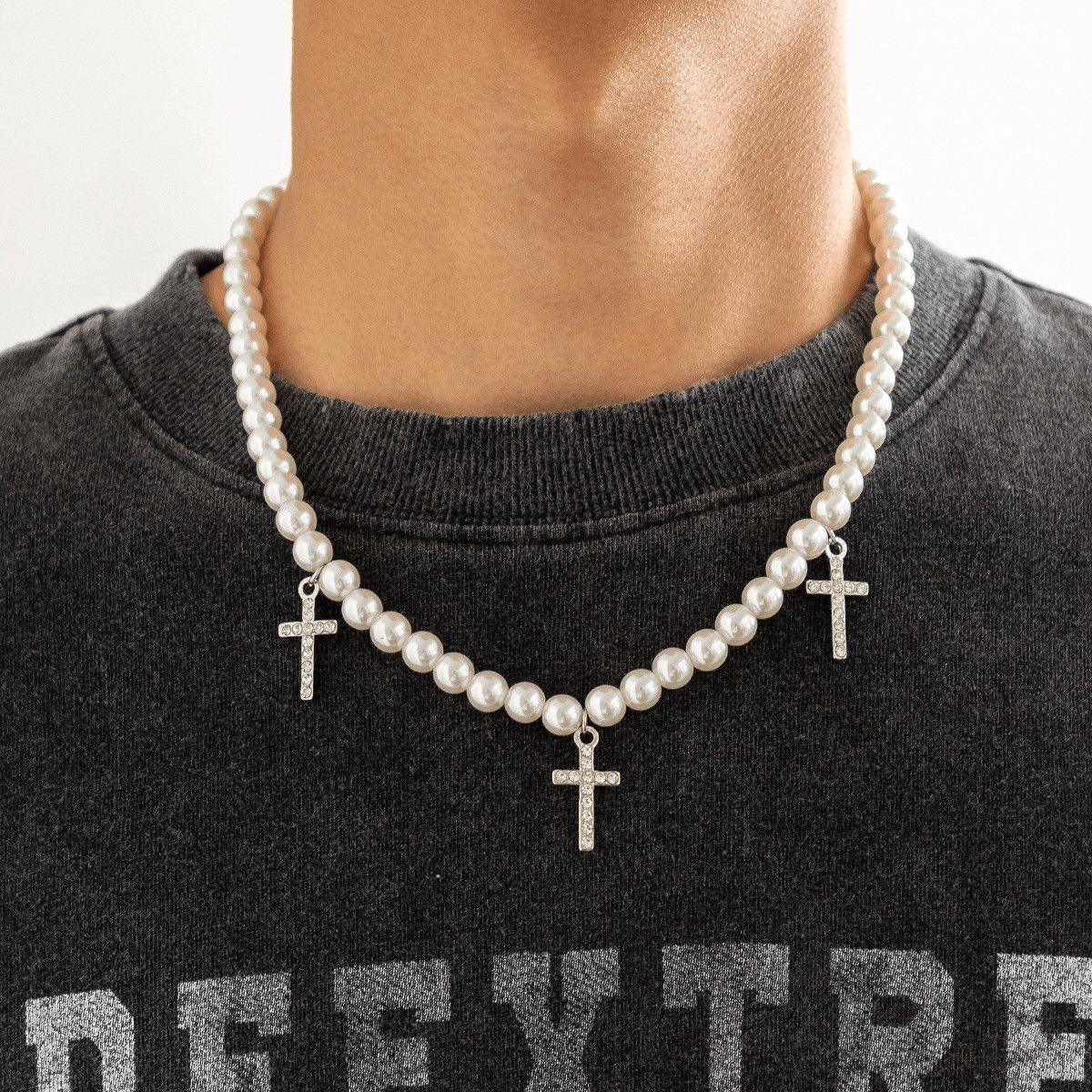 Jewelry Drippy Pearl Necklace in Black, Men's