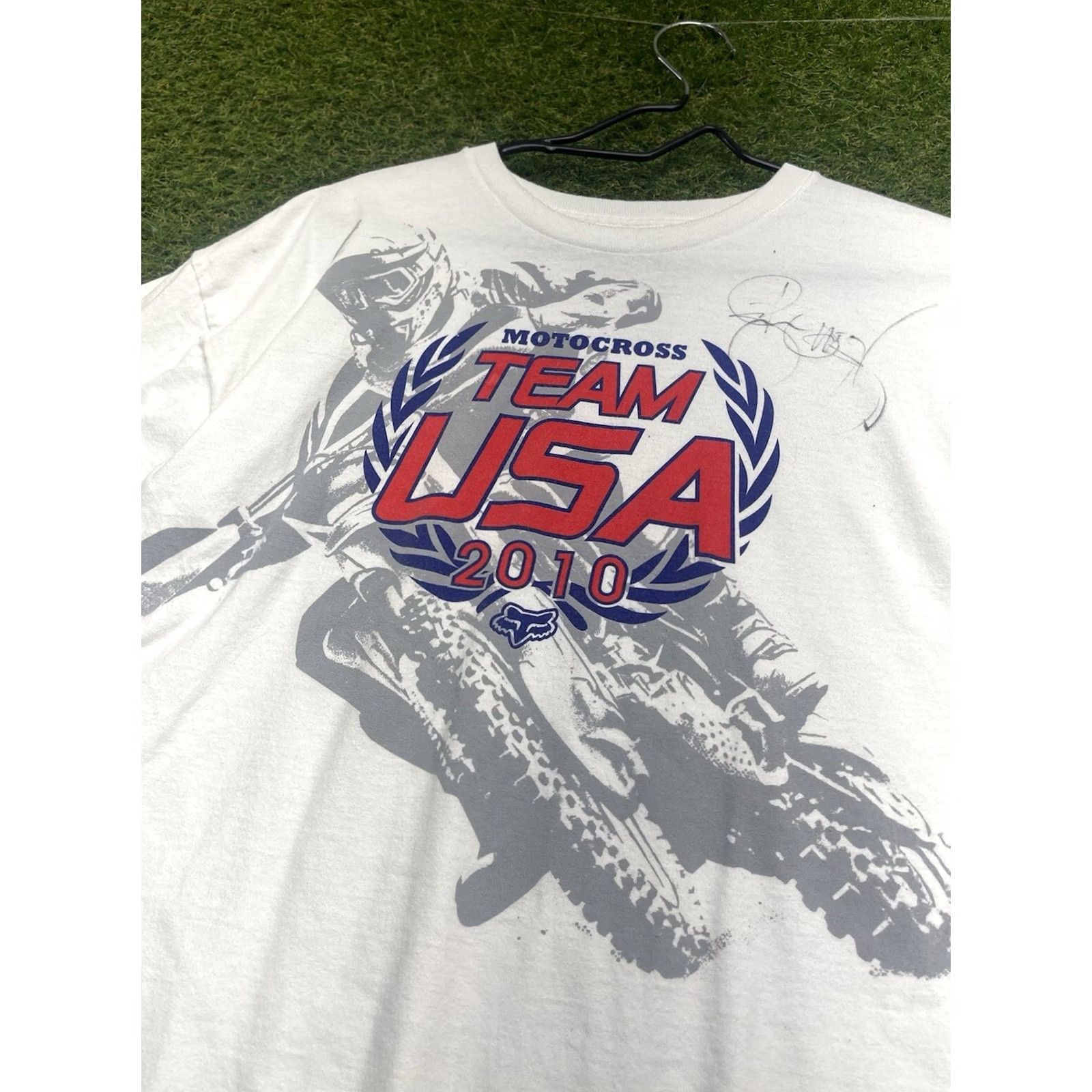 Vintage VINTAGE Fox Racing Motocross Shirt Mens L White Fox Racing 1990s 80s Graphic Print USA Moto X Team USA Y2K Mens Size US L / EU 52-54 / 3 - 3 Thumbnail