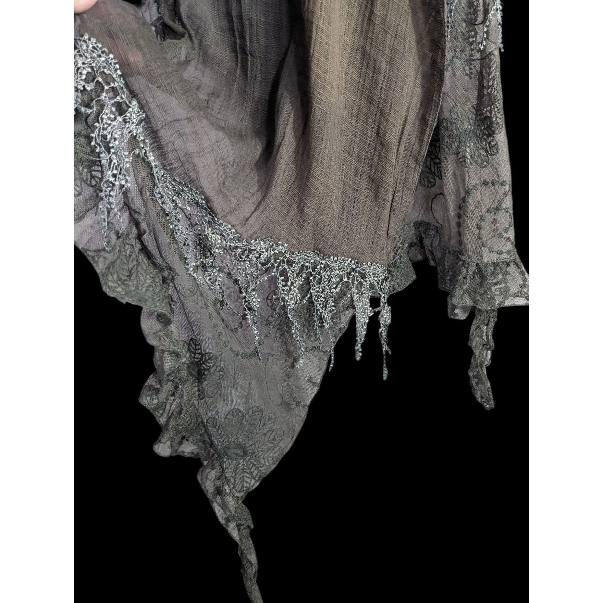 Other Victorian-Inspired Vintage Whimsygoth Gray Scarf With Lace D Size ONE SIZE - 5 Thumbnail