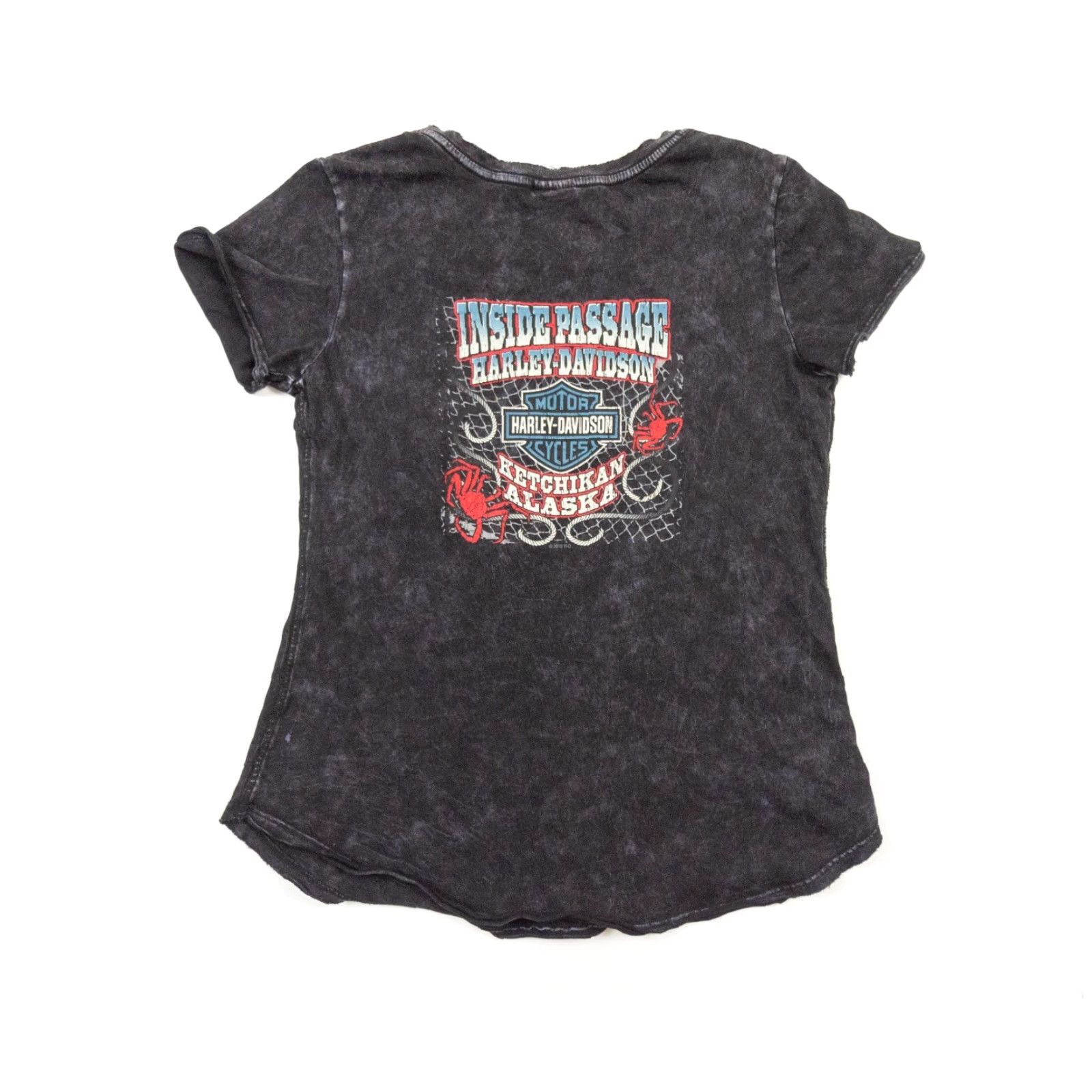 Harley Davidson Harley-Davidson Shirt Women’s V-Neck Short Sleeve Small Black Cotton Knit Motorcycle Tee Ladies Womens Size S / US 4 / IT 40 - 5 Thumbnail