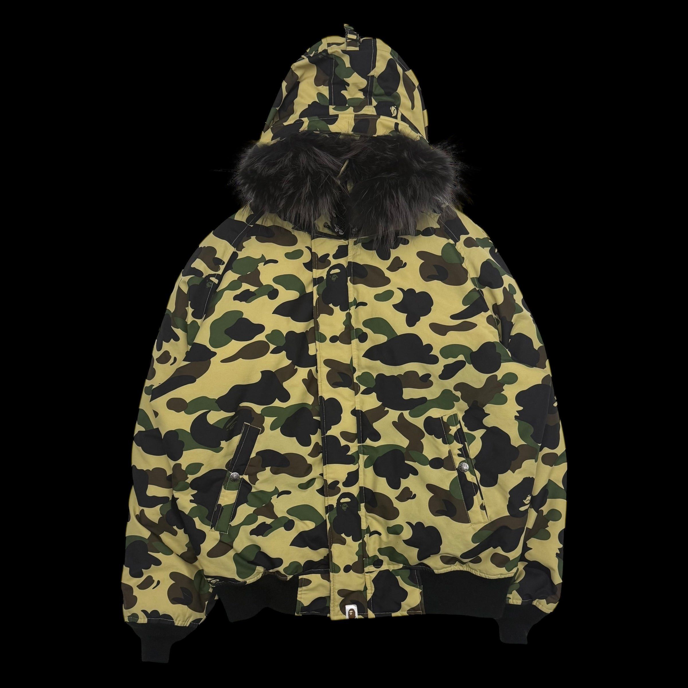 Bape (A Bathing Ape) 1st Camo N-2B Fur-Lined Down Jacket (Si