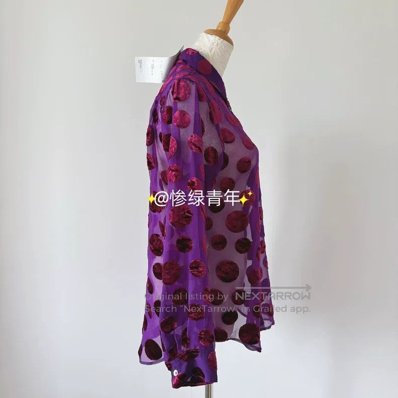 Junya Watanabe Junya Watanabe Vintage purple velvet polka dot sheer mesh Size S / US 4 / IT 40 - 4 Thumbnail