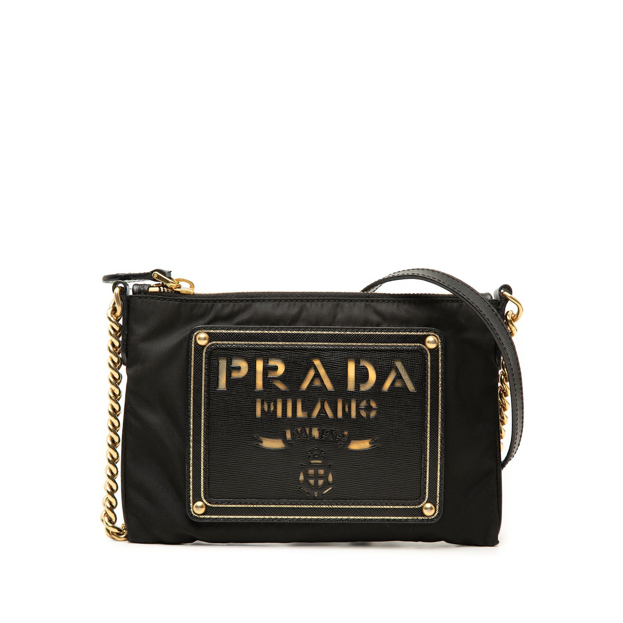 Prada Saffiano Trimmed Tessuto Logo Chain Crossbody Size ONE SIZE - 1 Thumbnail