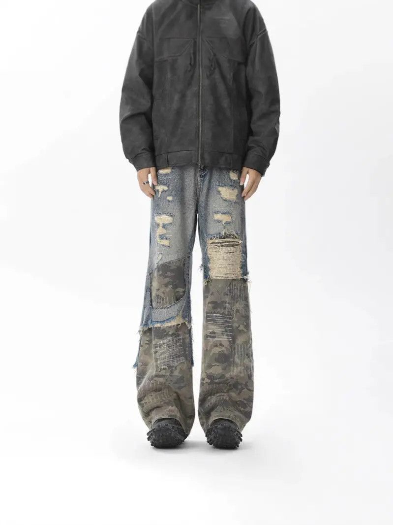 Japanese Brand × Jean Retro loose ripped patchwork jeans Size US 32 / EU 48 - 4 Thumbnail