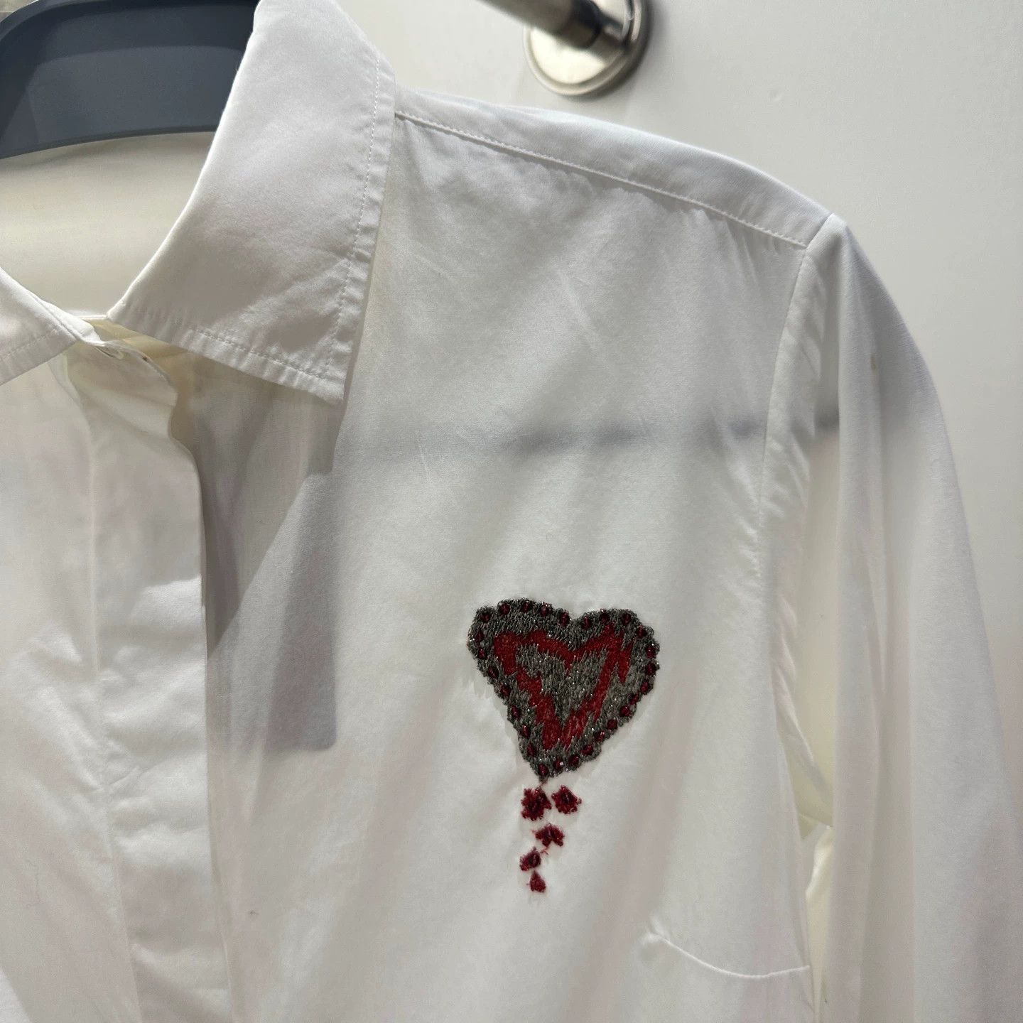 Christian Dior Monsieur CD apr628 white women's heart chest shirt 34 cotton Size XS / US 0-2 / IT 36-38 - 6 Thumbnail