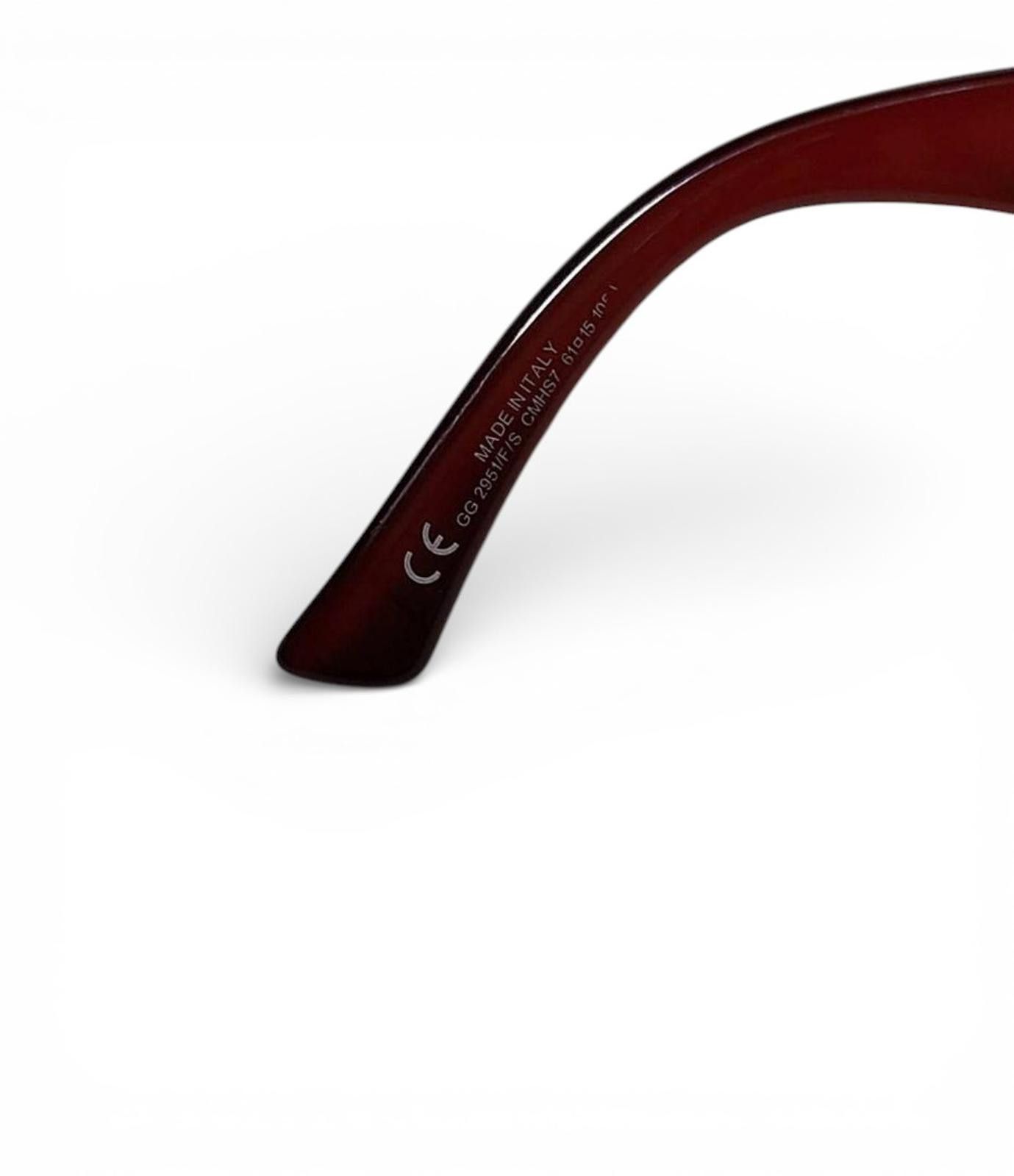 Gucci Gucci - Red Oversized Sunglasses Gold Accent Size ONE SIZE - 9 Thumbnail
