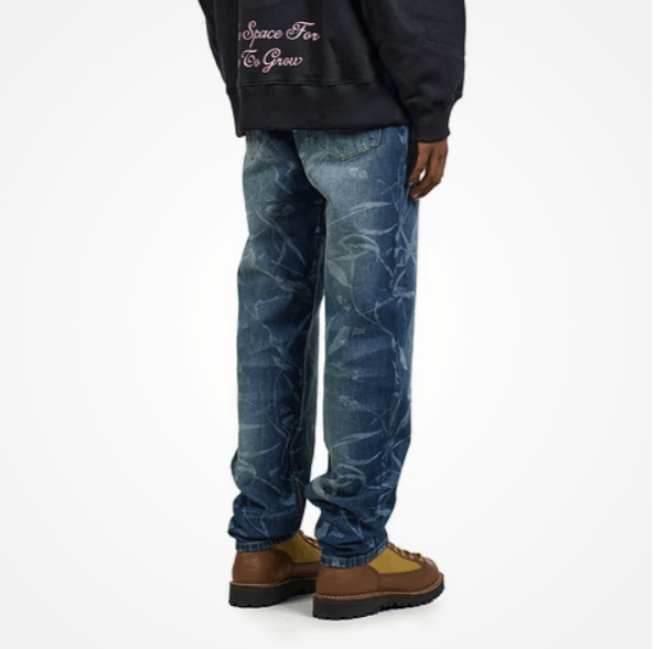 Patta o1mle0426 Patta Leaves Laser Print Denim Pants in Blue Size US 38 / EU 54 - 2 Thumbnail