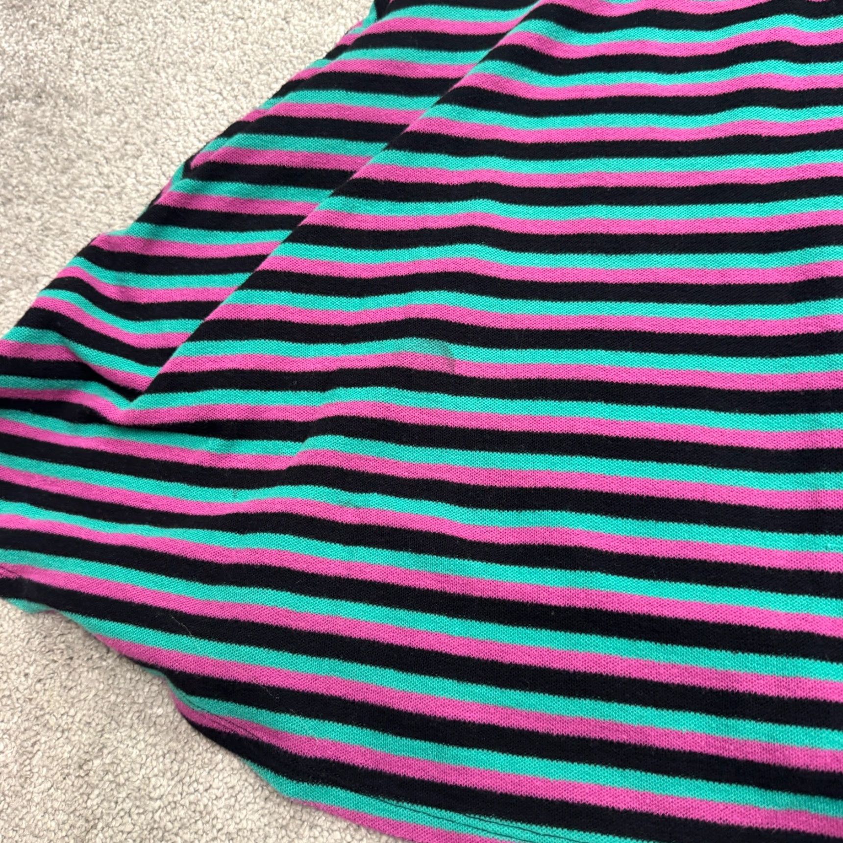Hot Topic VINTAGE Hot Topic Sad Song A-Line Mini Polo Dress Womens 2 Striped Short Sleeve Casual Spring Summer Pink Green Black Cotton Blend Size XS / US 0-2 / IT 36-38 - 6 Thumbnail