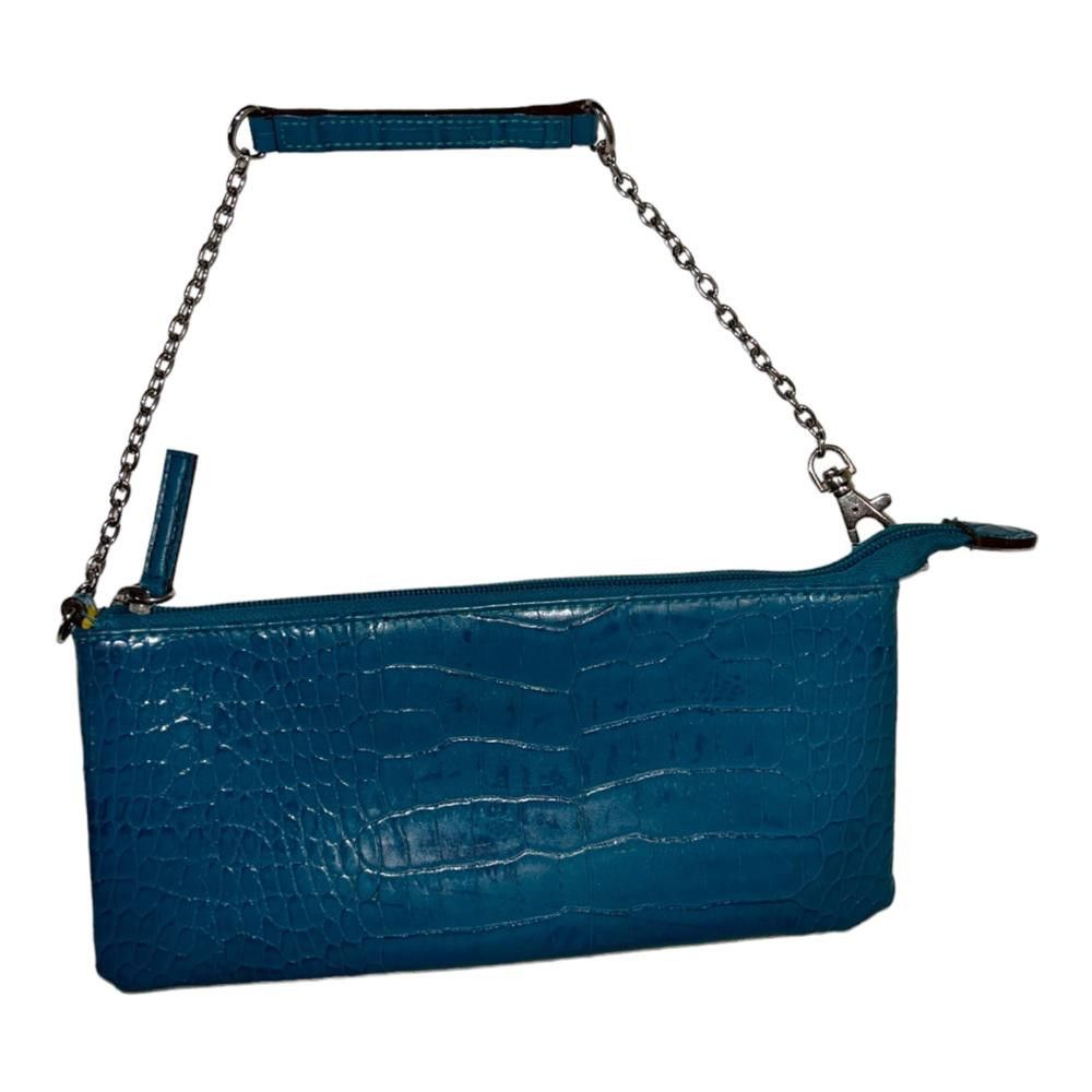 Designer Blue Faux Snakeskin Clutch Size ONE SIZE - 6 Thumbnail