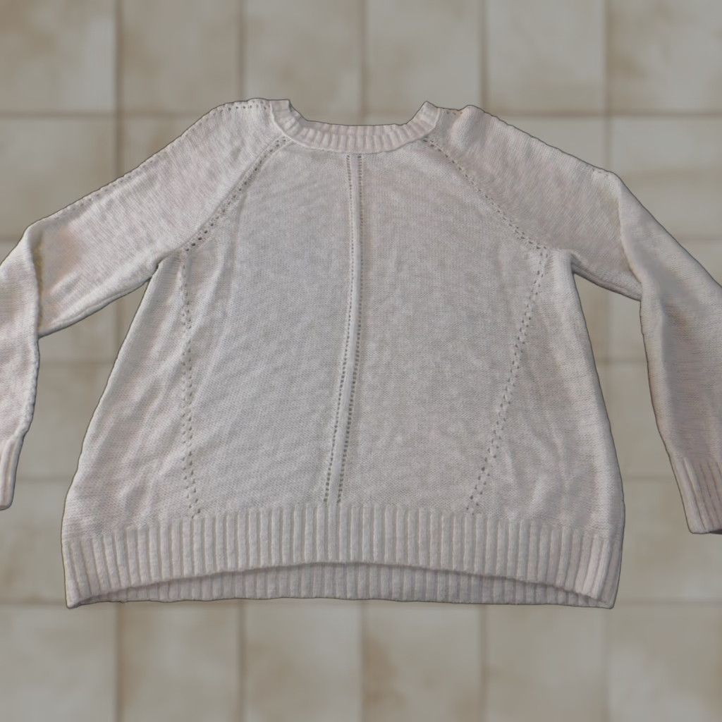 Loft LOFT White Crewneck Pullover Sweater XL Women Knit Acrylic Cotton Modern Rib Knit Casual Pullover Size XL / US 12-14 / IT 48-50 - 1 Thumbnail