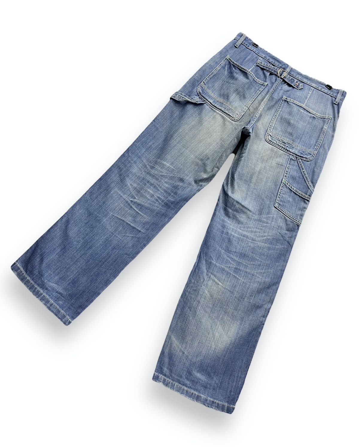 Craftsman FYE🔥90’s SURPLUS Double Knee Carpenter Natural Faded Denim Size US 33 - 7 Thumbnail
