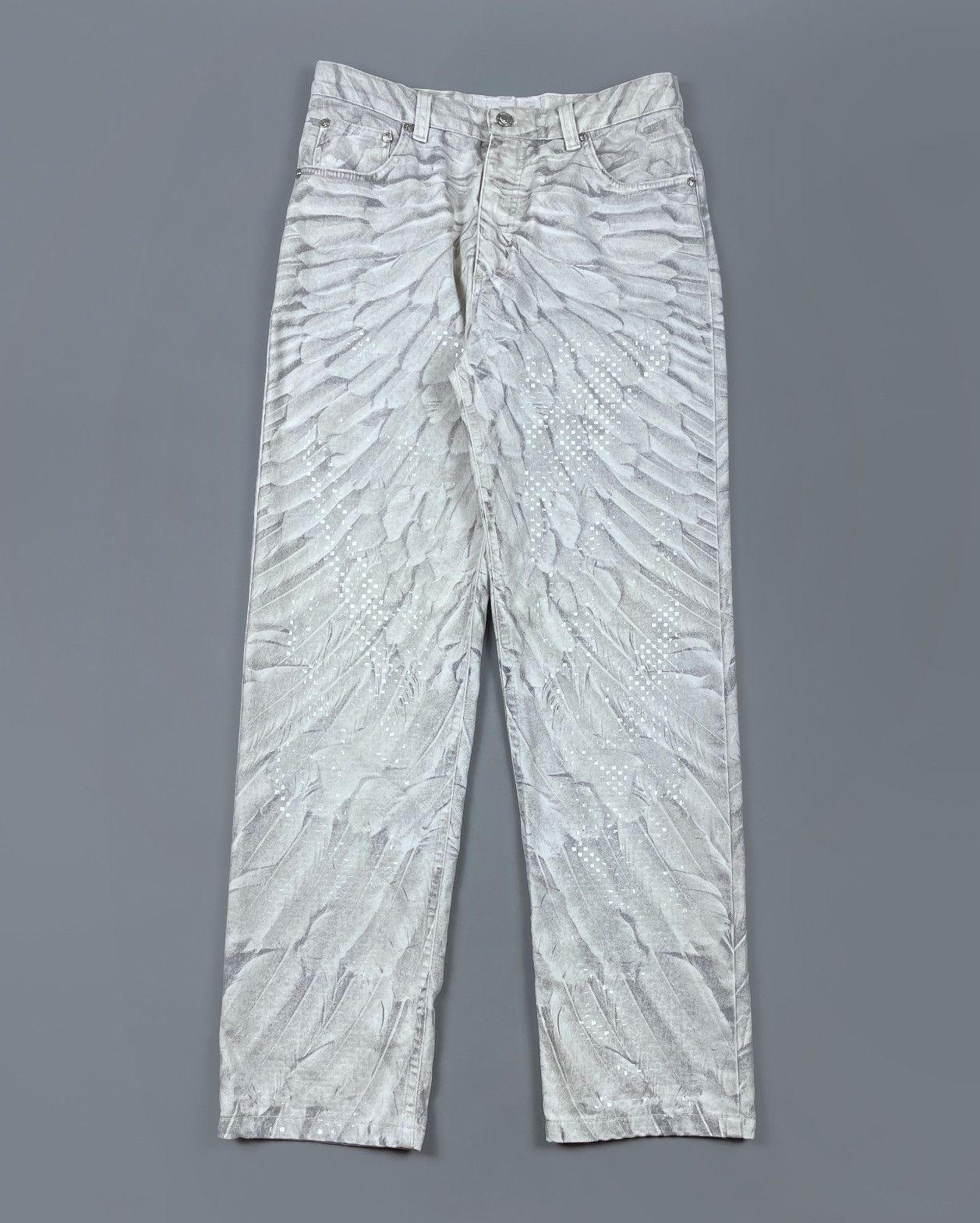 Roberto Cavalli Vintage Roberto Cavalli Feathers Wings Pattern Shine Pants M Size 28" / US 6 / IT 42 - 2 Thumbnail