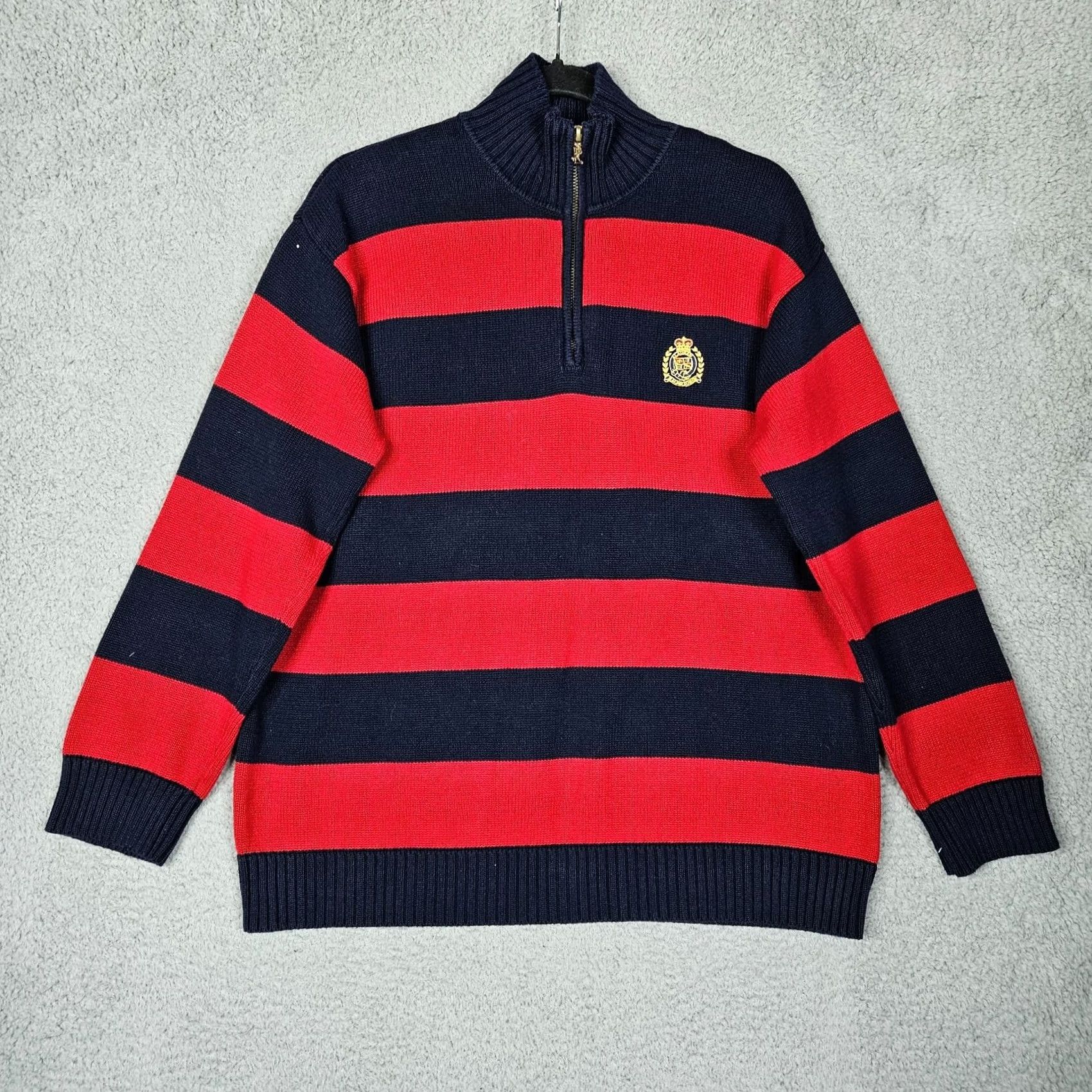 Ralph Lauren Lauren Ralph Lauren Sweatshirt Cardigan Striped Knit Long Sleeve Sz L Red Blue Women's Size L / US 10 / IT 46 - 2 Thumbnail