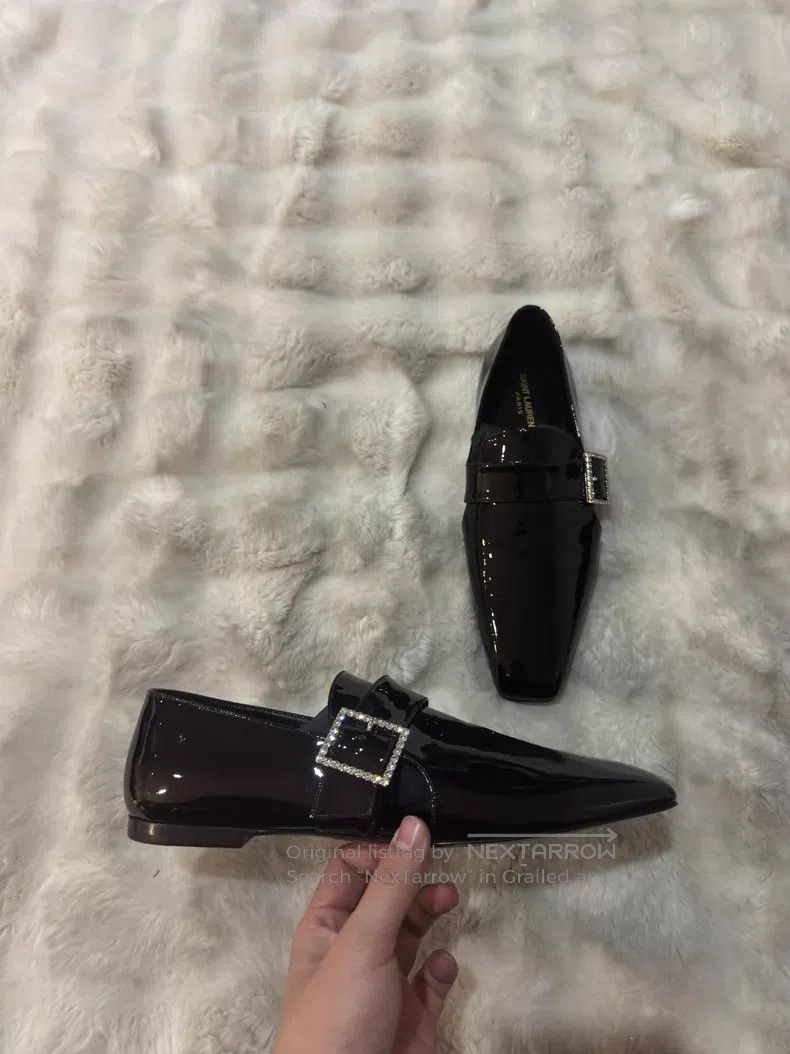 Saint Laurent Paris Saint Laurent Paris Crystal Buckle Loafers Leather Shoes Size US 10 / EU 43 - 2 Thumbnail