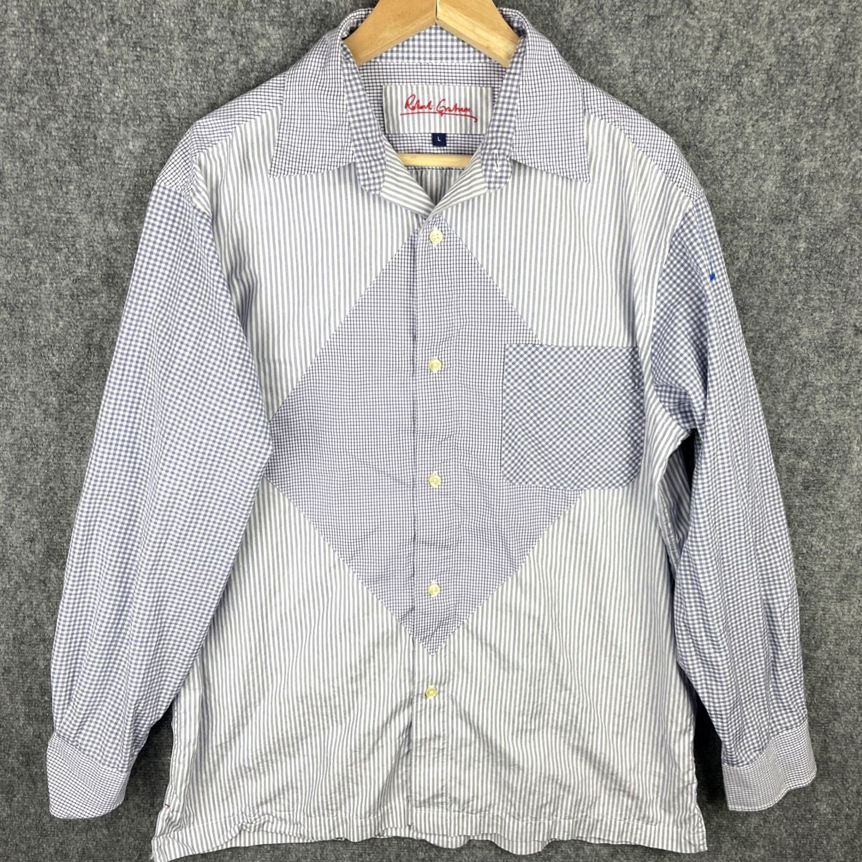 Robert Graham Robert Graham Shirt Mens Large Blue Patchwork Stripes Check Gingham Button Up Size US L / EU 52-54 / 3 - 2 Thumbnail