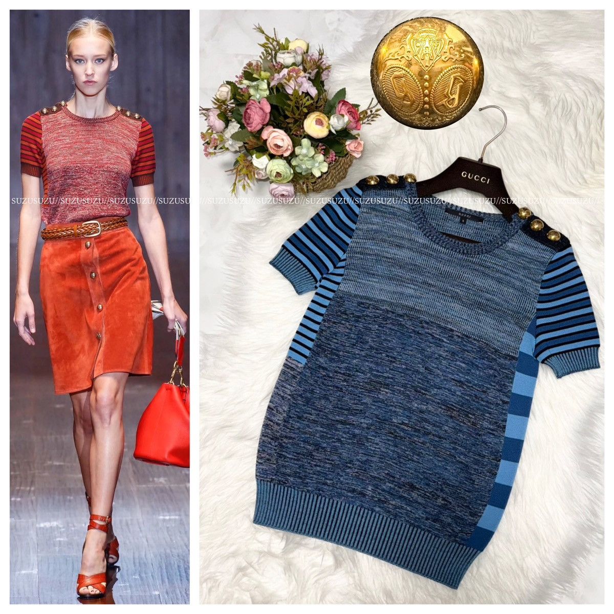 Gucci Genuine Gucci emblem buttons short sleeve knit sweater S Size S / US 4 / IT 40 - 1 Thumbnail