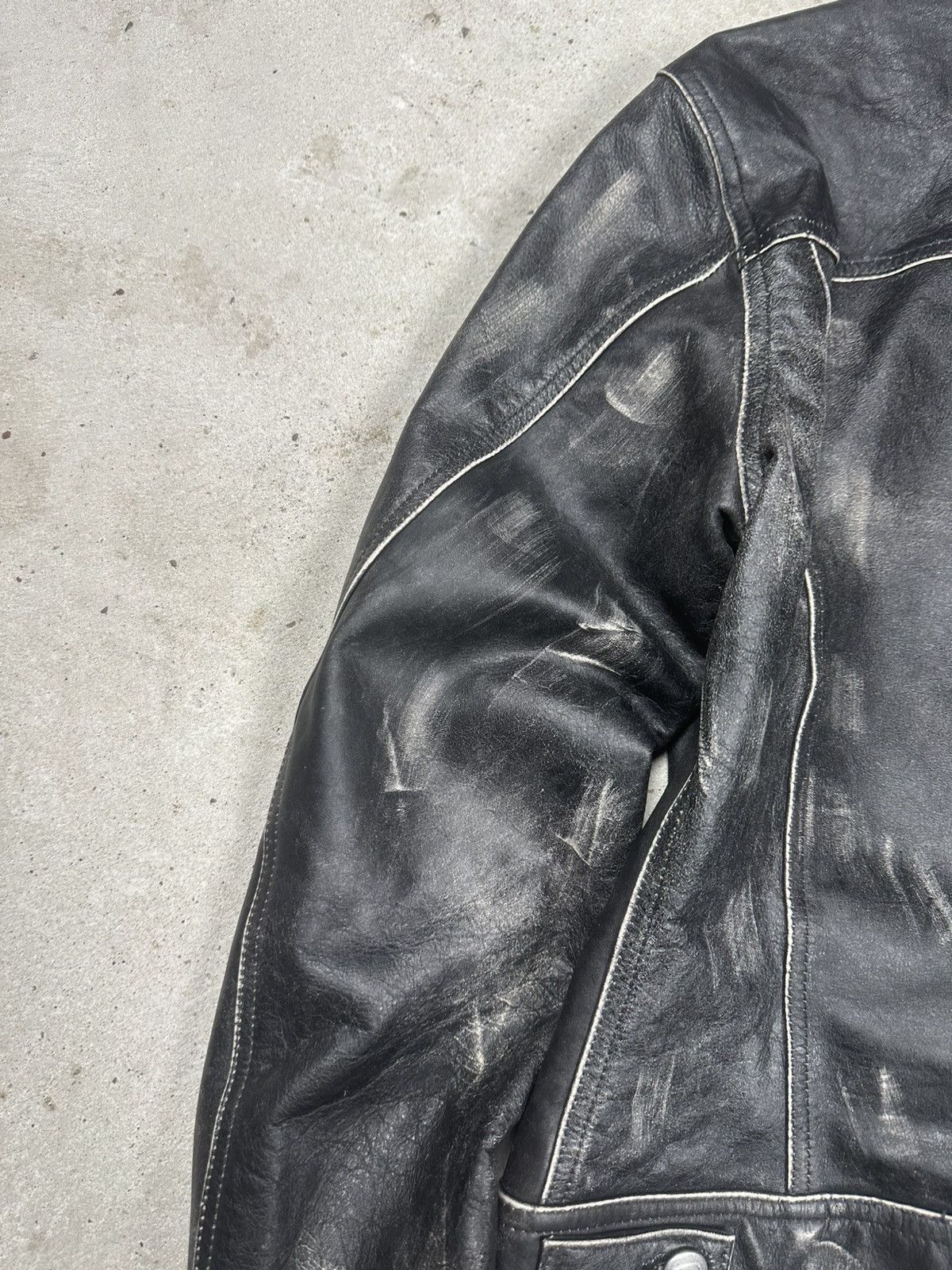 Just Cavalli Cavalli 2000s Eroded Brut Archive Leather Trucker Jacket Size M / US 6-8 / IT 42-44 - 14 Thumbnail