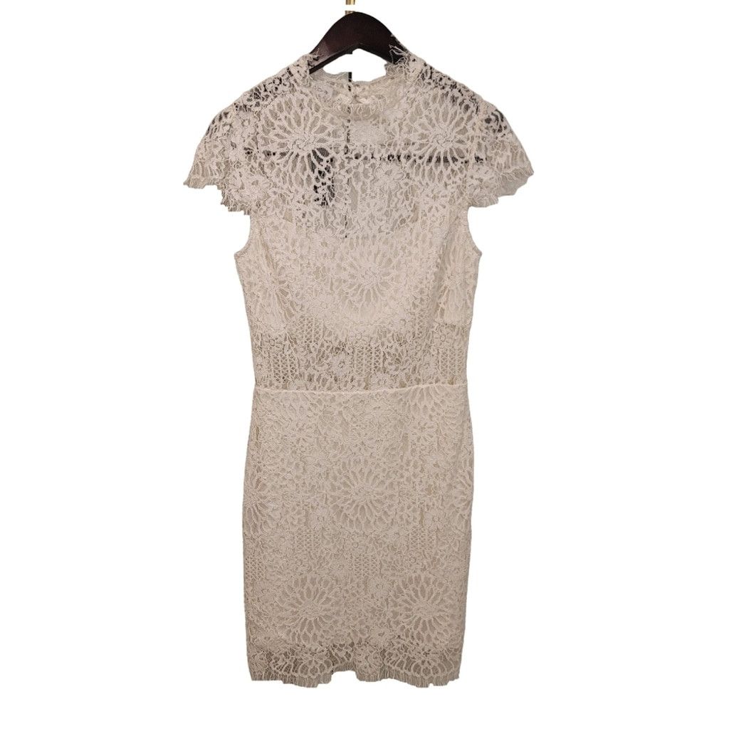 Bebe NWT BEBE JESSIE WHITE LACE MOCK NECK DRESS $139 SIZE 6 Size M / US 6-8 / IT 42-44 - 6 Thumbnail