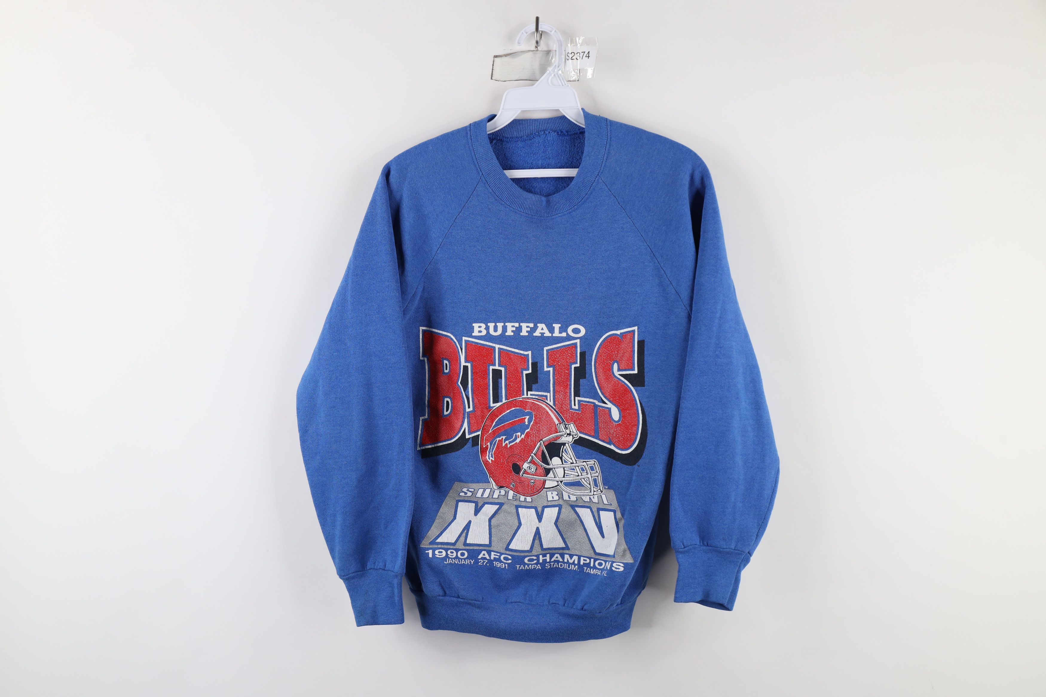 Vintage Vintage 90s Bowl XXV Buffalo Bills Football Sweatshirt Blue Size US S / EU 44-46 / 1 - 1 Thumbnail