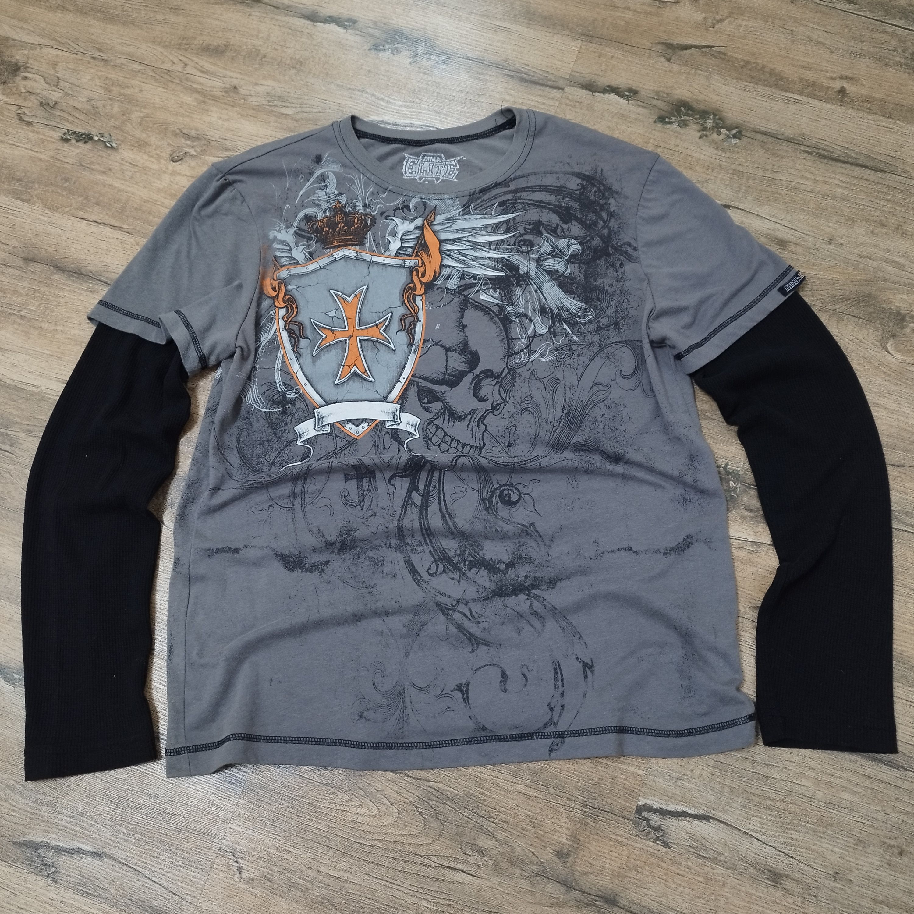 Vintage MMA Elite Layered Long Sleeve Shirt Y2K Grunge Skull Graphic Size US L / EU 52-54 / 3 - 1 Thumbnail