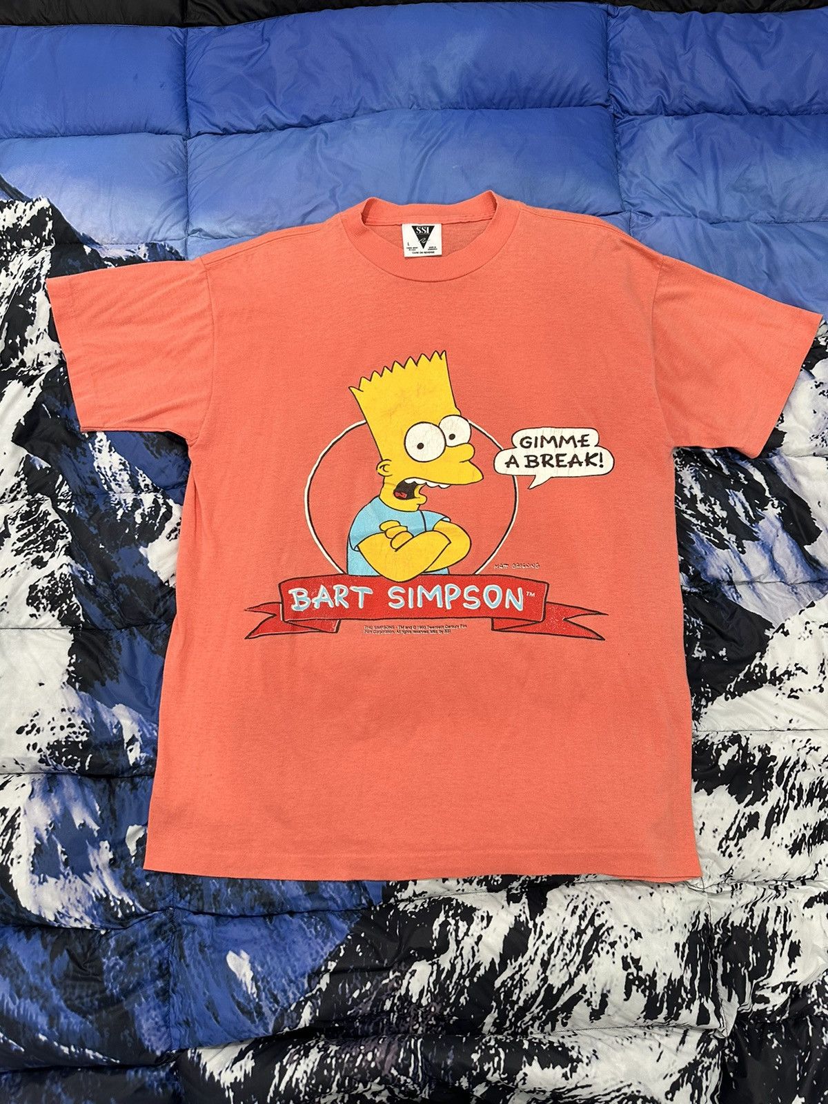 The Simpsons × Vintage Vintage Bart Simpson T Shirt 1990 Rare Peach