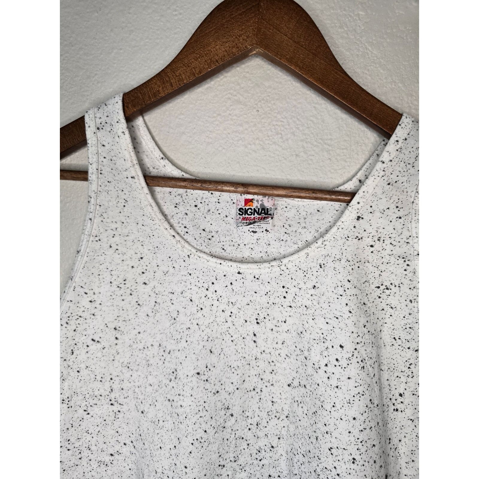 Vintage Vintage Blank Tank Top Womens White Speckled Sleeveless Tee Size L / US 10 / IT 46 - 3 Thumbnail