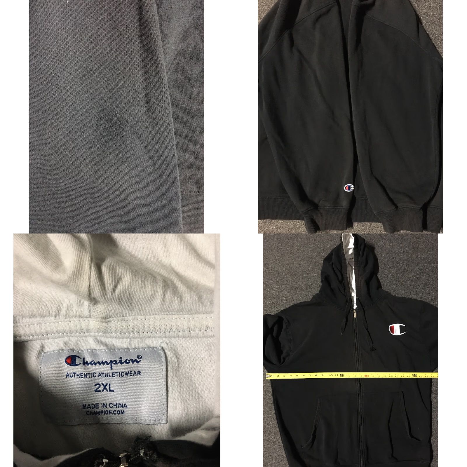 Champion VINTAGE Champion Hoodie XXL Black Distressed Faded Zip Hoodie Men 2XL Grunge Punk Travis Scott 90s Size US XXL / EU 58 / 5 - 8 Thumbnail