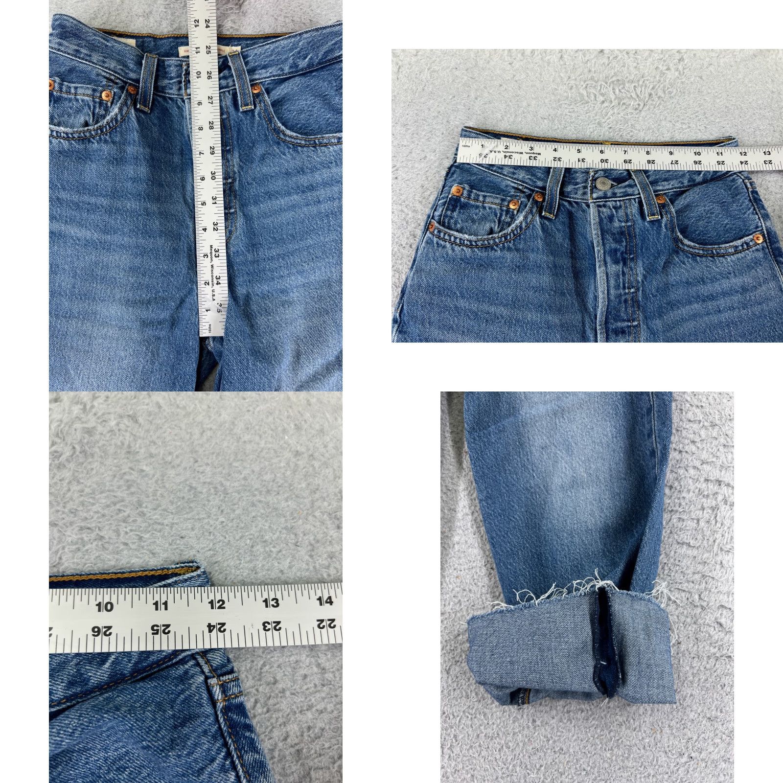 Levi's Levis Premium Jeans 24 Blue Denim Straight Ankle 22x23 Ribcage Big E Women Size 42" / US 20 - 9 Thumbnail