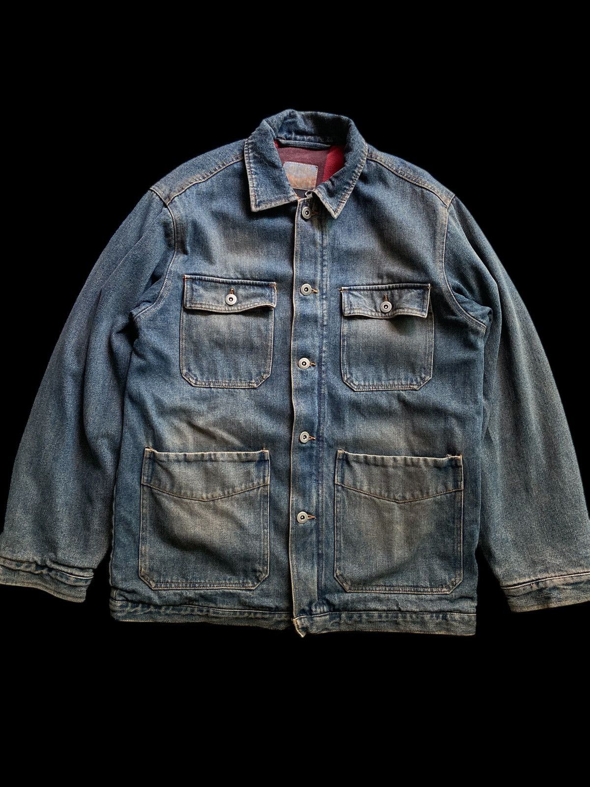 Vintage SIX STAR CHORE DENIM JACKET LINNING PLAID PUNK