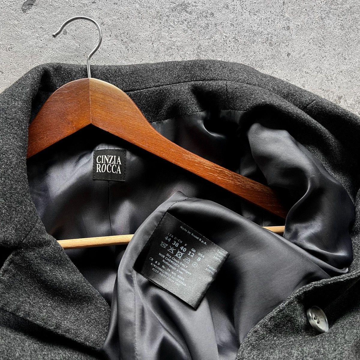 Cinzia Rocca Cinzia Rocca Womens Premium Dark Gray Virgin Wool Pea Coat Size M / US 6-8 / IT 42-44 - 5 Thumbnail