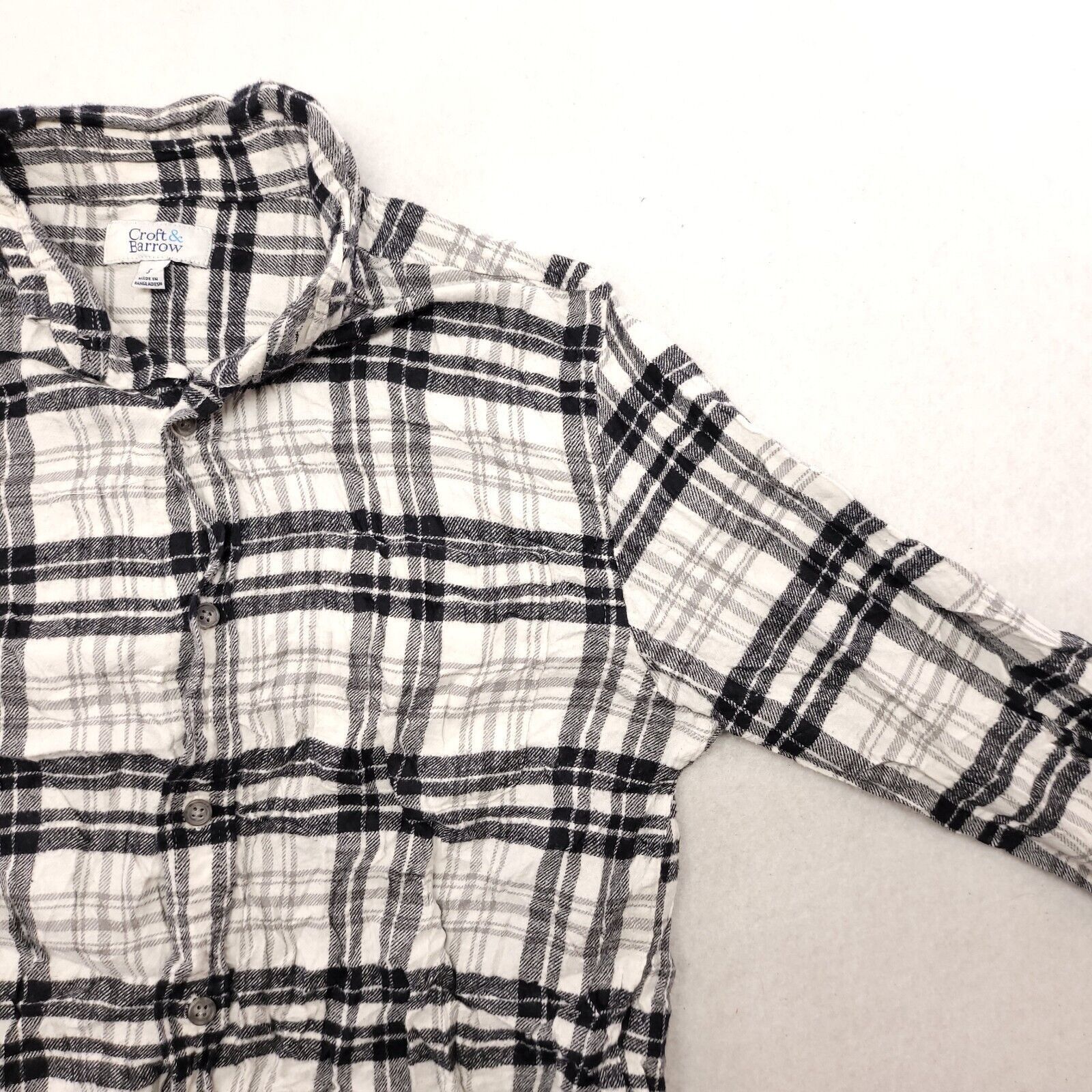 Croft & Barrow Croft & Barrow Tartan Flannel Shirt Mens Size S White Black Size US S / EU 44-46 / 1 - 5 Thumbnail