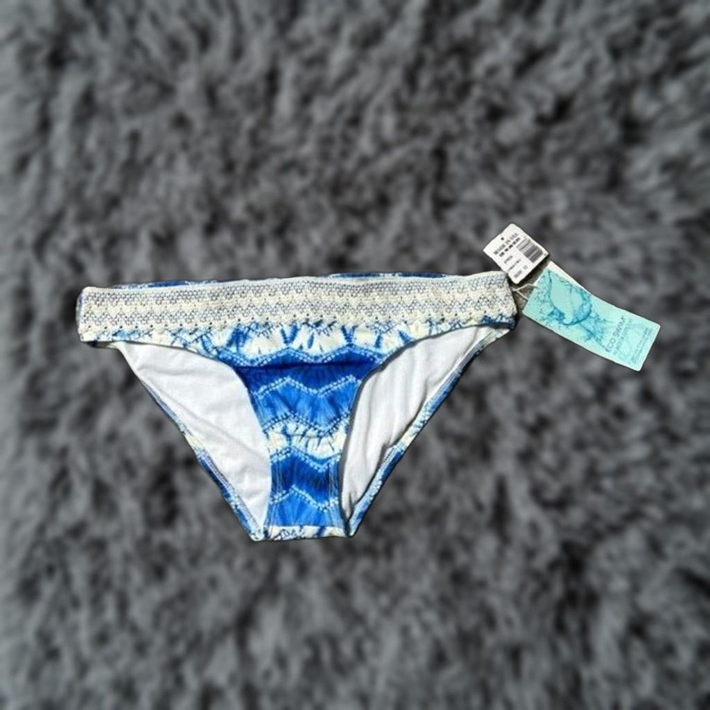 Swims Eco Swim Bikini Bottom Sz 12 Beach Festival Boho Coastal Lace Hippie Retro 70s Blue Tie Dye Women Bikini Bottom Mens no? Size 34" / US 12 / IT 48 - 1 Thumbnail