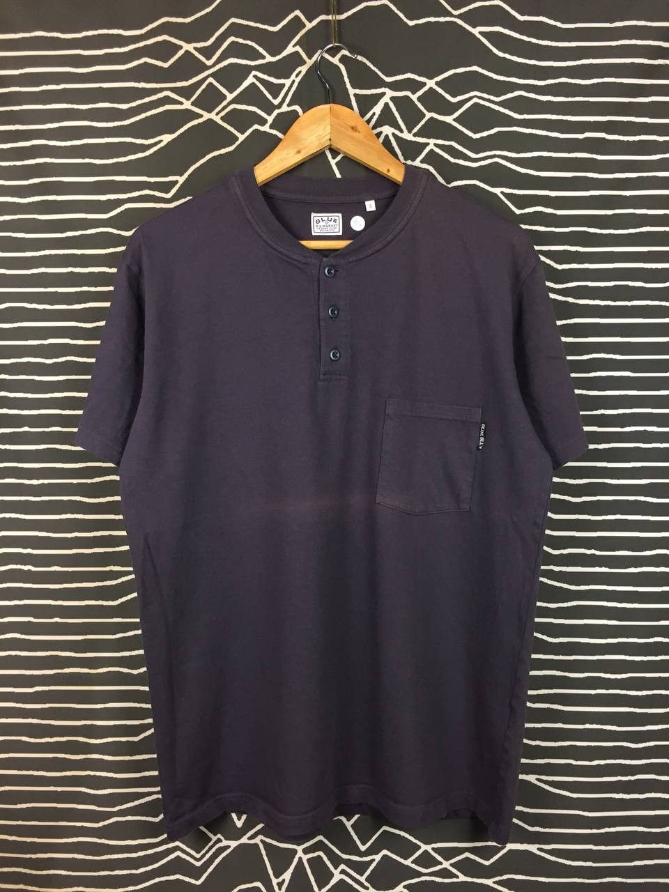 HOLLYWOOD RANCH MARKET Vtg Blue Blue Hollywood Ranch Market Henley Tee Size US L / EU 52-54 / 3 - 1 Thumbnail