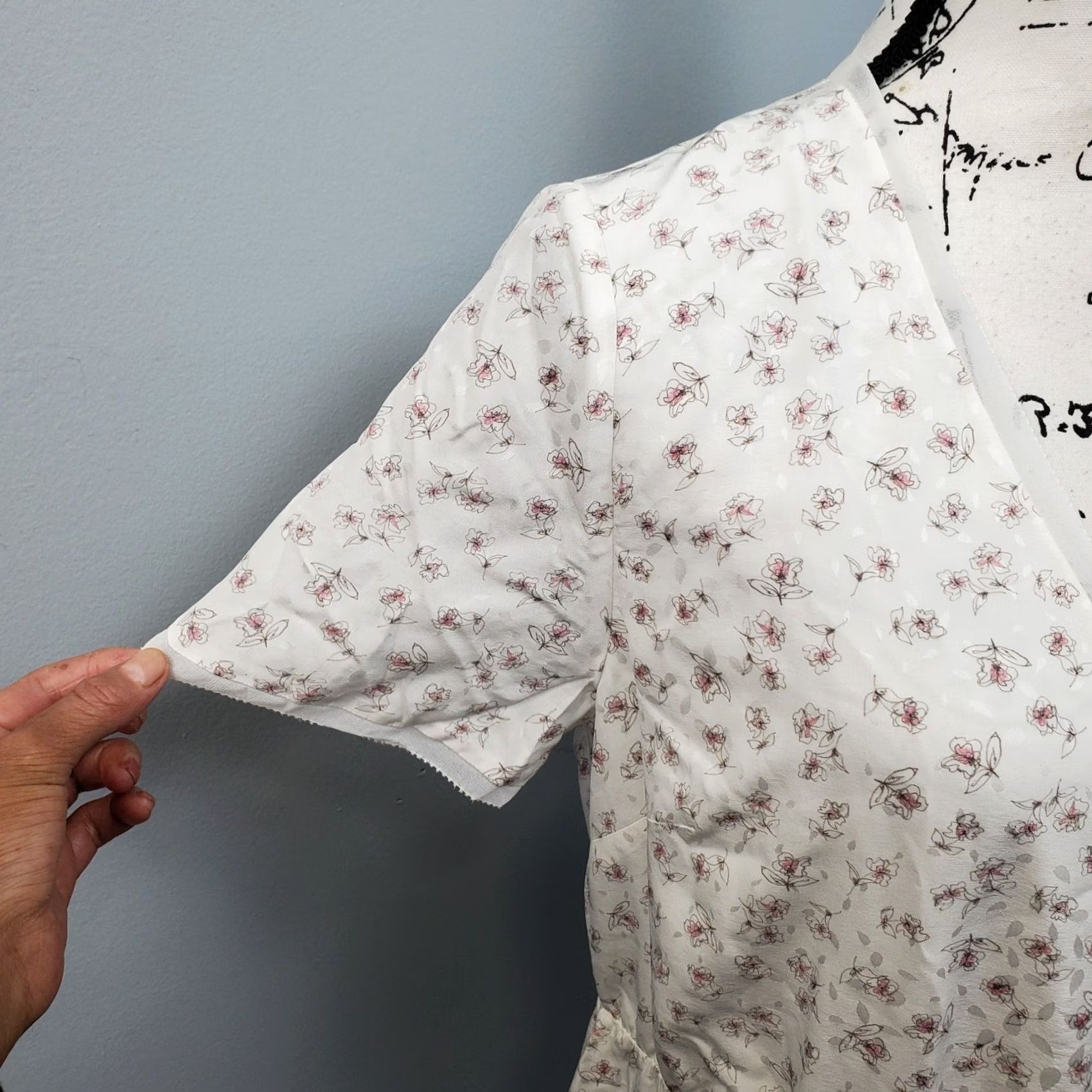 Vintage White Label Dress Womens 10 Maxi Multi Lined Floral Stretch Silk Jacquard Frill Size L / US 10 / IT 46 - 6 Thumbnail