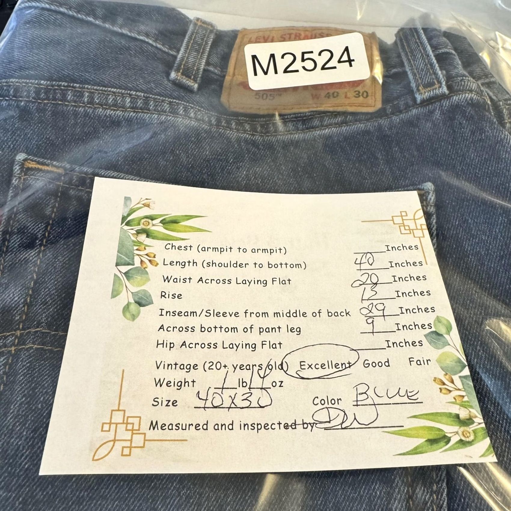 Levi's Levis 505 Jeans Mens 40x30 Blue Medium Wash Straight Leg Denim Cotton Regular 5-Pocket USA Logo Vintage: No Mens Size US 40 / EU 56 - 8 Thumbnail