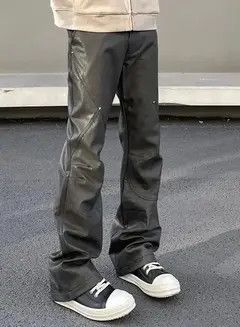 Japanese Brand Kurumiya x Rina Straight Leg Stacked Leather Pant Size US 35 - 6 Thumbnail