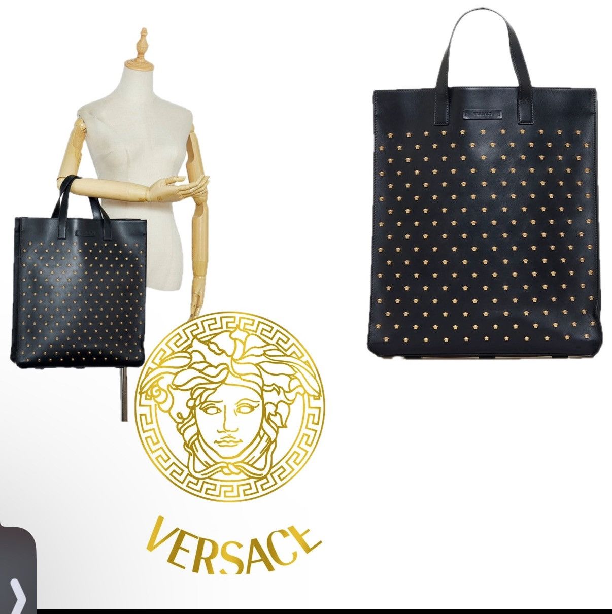 Versace VERSACE Medusa Stud leather tote bag LRG 2 Handled Purse Size ONE SIZE - 4 Thumbnail