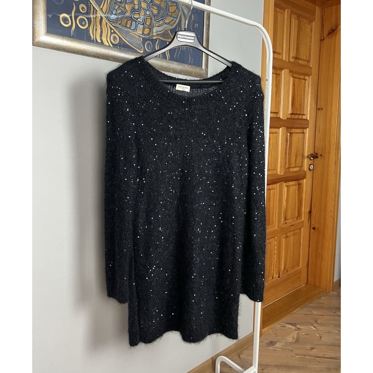 Saint Laurent Paris Saint Laurent RECENT Black Wool Oversized Glitter Knitted Cr Size M / US 6-8 / IT 42-44 - 1 Thumbnail