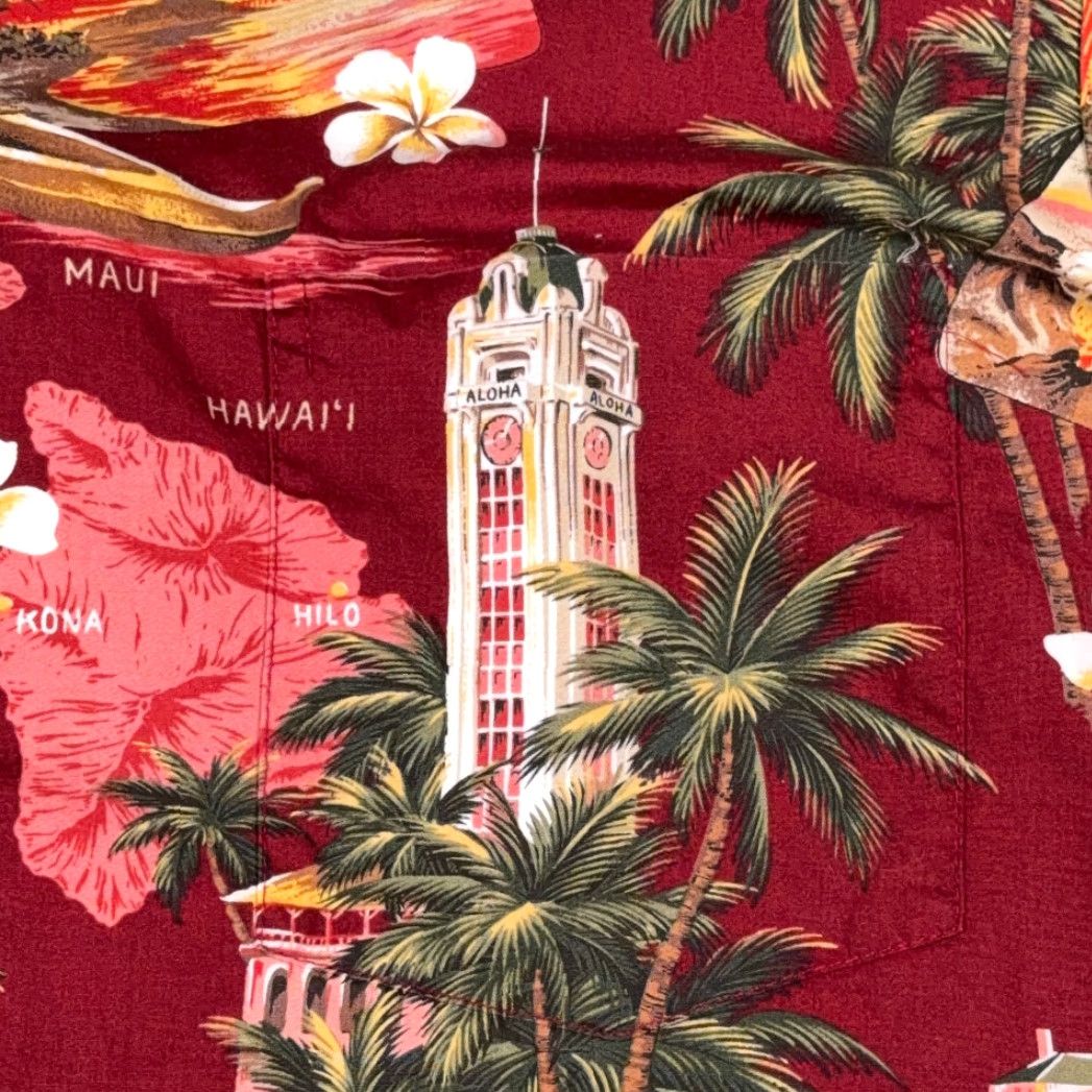Vintage VINTAGE Hawaii Red Hawaii Shirt Hawaiian 80s Surf Honolulu Hibiscus Hawaii USA Short Sleeve Button-Up Adult Large Size US L / EU 52-54 / 3 - 4 Thumbnail