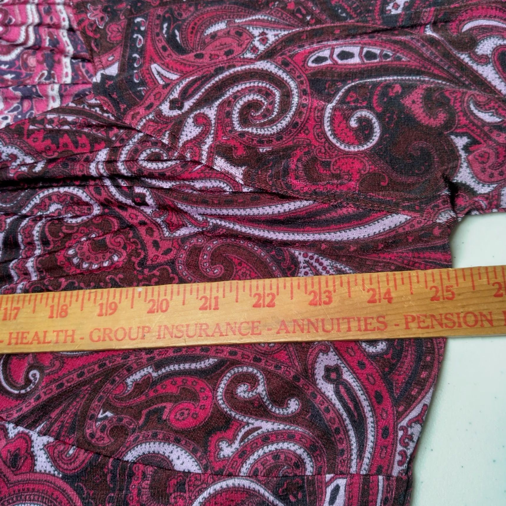 Vintage Jaclyn Smith Plus Size 2X Shirt Knit V-Neck Paisley Purple 3/4 Sleeve Blouse Women Size XXL / US 16-18 / IT 52-54 - 4 Thumbnail