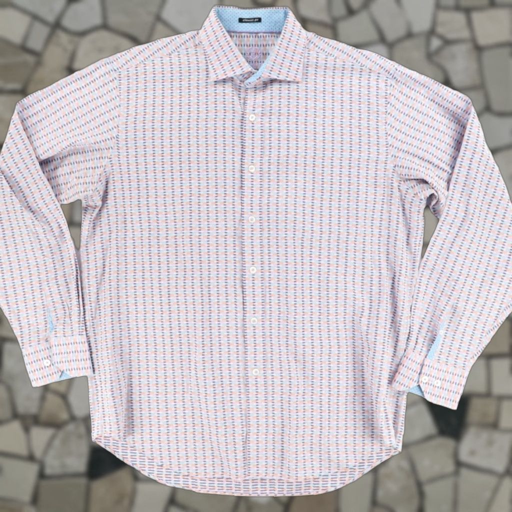 BUGATCHI Bugatchi Uomo Classic Fit Geometric Long Sleeve Button Up Shirt Men's XL Size US XL / EU 56 / 4 - 1 Thumbnail